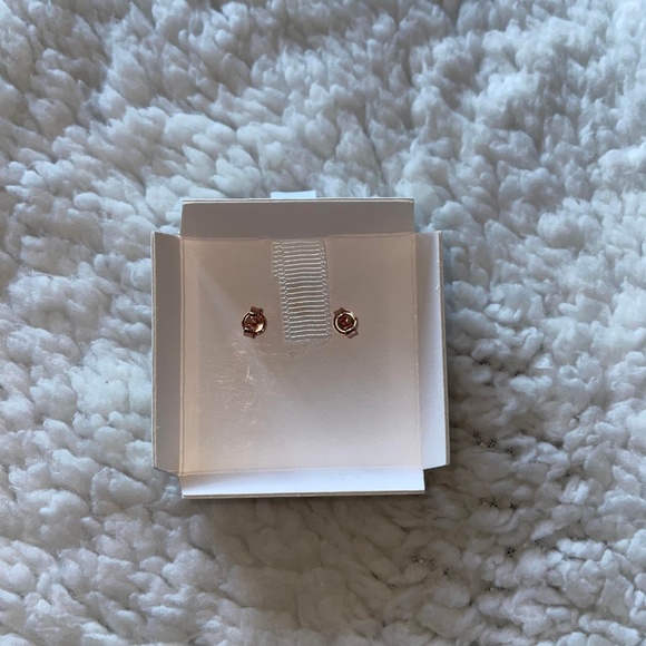 Rose Gold and Sterling Silver Stud Earrings - Picture 6 of 7